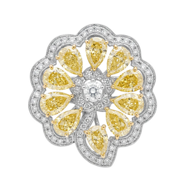 Pear-Shaped Yellow Diamond Floral Ring