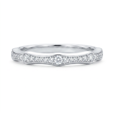 Round Diamond Curved Wedding Ring