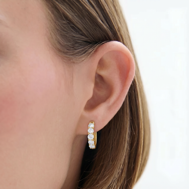 Five-Stone Round Diamond Huggie Hoop Earrings