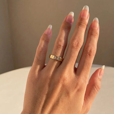 Emerald Cut Flush-Set Diamond Band