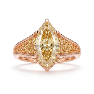 Marquise-Cut Fancy Yellow Diamond Pavé Engagement Ring