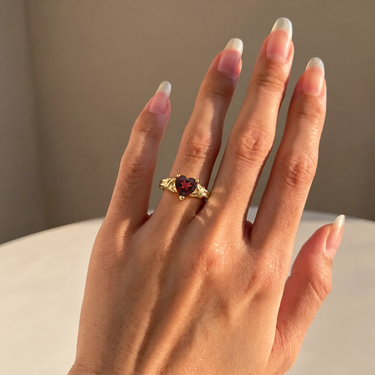 Twisted Rope Band Heart Cut Lab Grown Ruby Engagement Ring