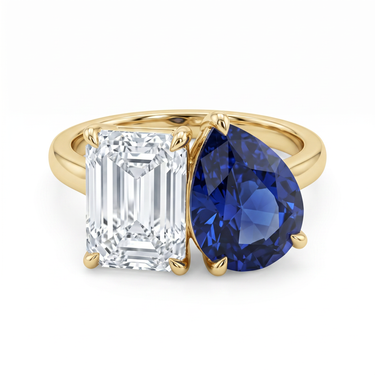 Toi Et Moi Pear & Emerald Cut Lab Grown Sapphire and Diamond Engagement Ring 4CTW