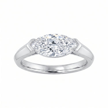East West Half Bezel Marquise Cut Diamond Engagement Ring