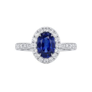 1CT Lab Grown Sapphire Halo Diamond Engagement Ring
