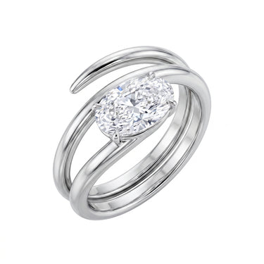 1.5CT Oval Snake Shaped Diamond Engagement Ring