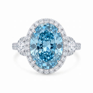 5.47 CTW Oval Cut Blue Diamond Halo Engagement Ring