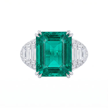 6.55 CT 8Prong Lab Grown Emerald Diamond Engagement Ring