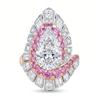 5.14 CTW Pear Cut Halo Diamond Engagement Ring