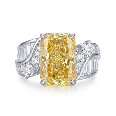 8.75 CTW Radiant Cut Yellow Diamond Engagement Ring