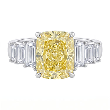 9.54 CTW Cushion Cut Yellow Diamond Engagement Ring