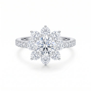 Round Cut Sunflower Diamond Engagement Ring