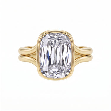 Double Row Ashoka Cut Bezel Setting Diamond Engagement Ring