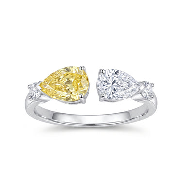Toi Et Moi Pear Cut Yellow Diamond Engagement Ring