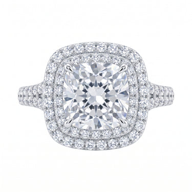 5CT Cushion Cut Double Halo Diamond Engagement Ring