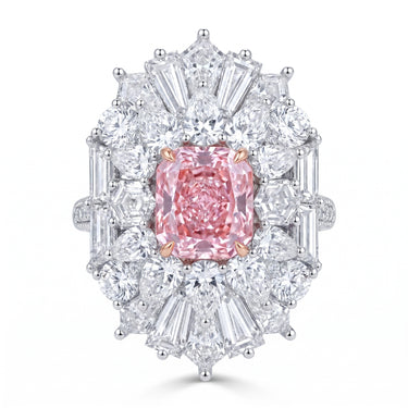 6.6CTW Cushion Cut Pink Diamond Engagement Ring