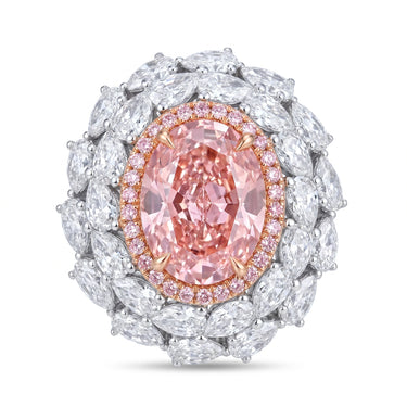 8.78CTW Oval Cut Halo Pink Diamond Engagement Ring