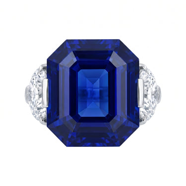 21CT Lab Grown Sapphire 3Stones Diamond Engagement Ring
