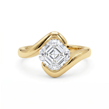 2CT Asscher Cut Double Row Diamond Engagement Ring