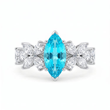 2CT Lab Grown Paraiba Marquise Cut Cluster Diamond Engagement Ring