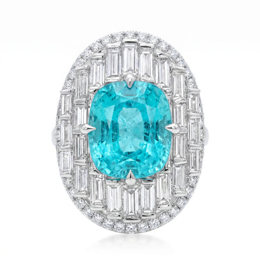 13CT Lab Grown Paraiba Cluster Diamond Engagement Ring