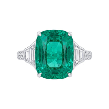 8CT Cushion Cut Lab Grown Emerald Diamond Engagement Ring