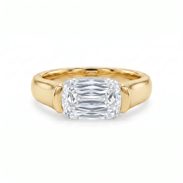 Ashoka Cut East West Half Bezel Diamond Engagement Ring