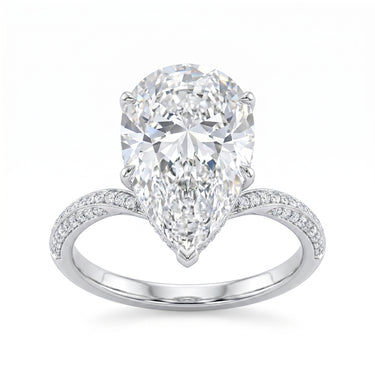 7CT Pear Cut Pave Curve Diamond Engagement Ring