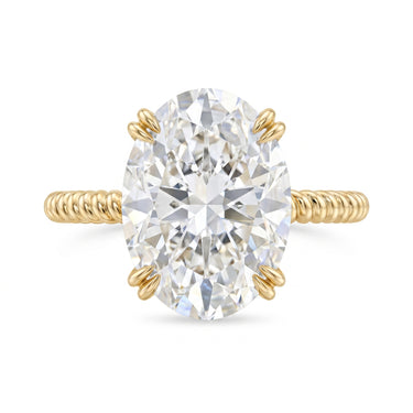 Double Prong Twisted Oval Cut Solitaire Diamond Engagement Ring