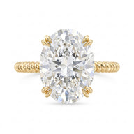 Double Prong Twisted Oval Cut Solitaire Diamond Engagement Ring