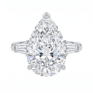 10CT Pear Cut Three Stone Baguette Cut Diamond Engagement Ring