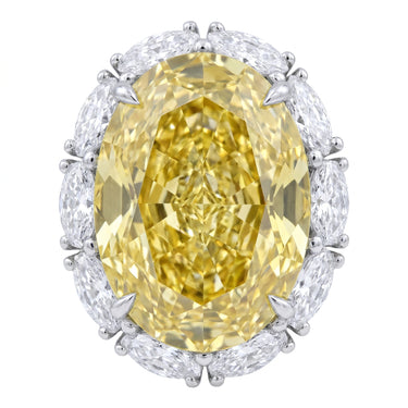 13CT Oval Cut Yellow Diamond Halo Engagement Ring
