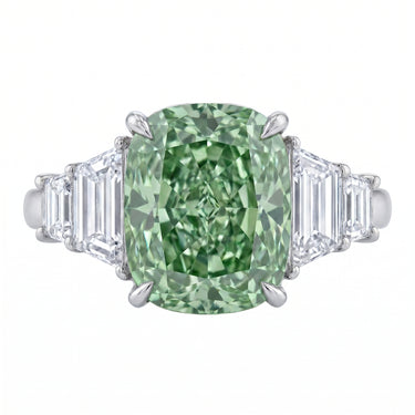 5CT Cushion Cut Green Diamond Engagement Ring