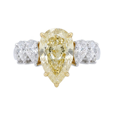 7CT Pear Cut Yellow Diamond Pear Eternity Engagement Ring