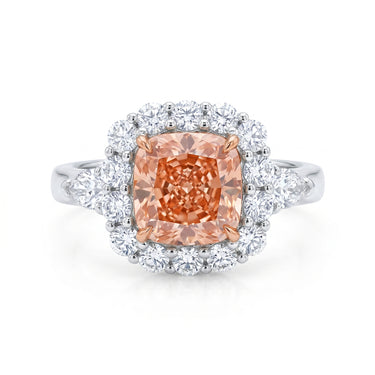 2CT Cushion Cut Pink Diamond Halo Ring
