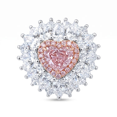 4.53CTW Heart Cut Cluster Halo Pink Diamond Engagement Ring