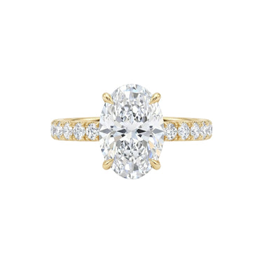 Oval Cut Prong Setting Large Pave Diamond Engagement Ring