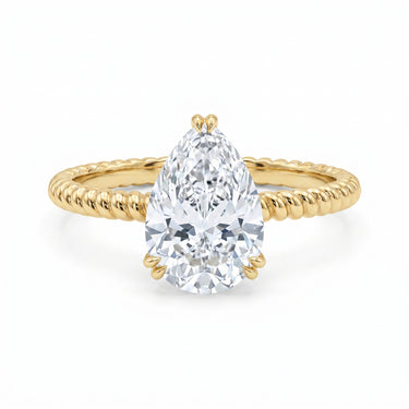 Pear Cut Double Prong Twisted Diamond Engagement Ring