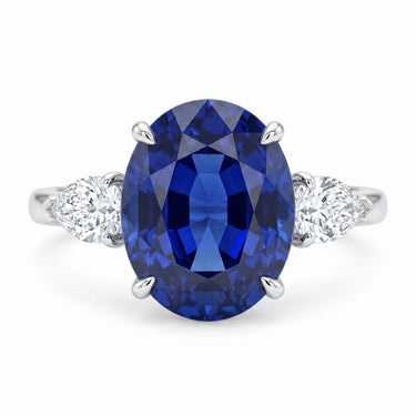 3CT Lab Grown Sapphire Oval Cut Three Stone Engagement Ring