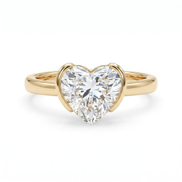Half Bezel Heart Cut Diamond Engagement Ring