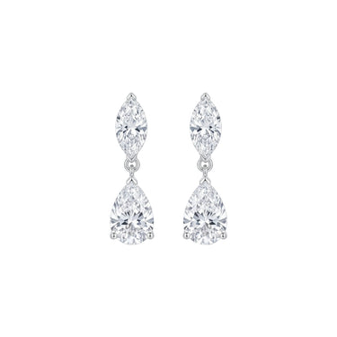 Marquise Cut and Pear Cut Diamond Drop Earring