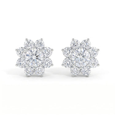 1.6 CTW Sunflower Halo Diamond Stud Earrings