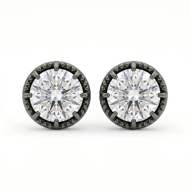 Black Bezel Setting Round Diamond Stud Earrings