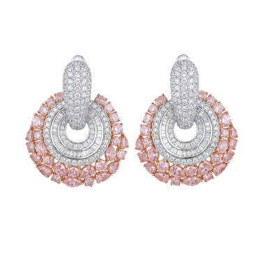 12CTW Pink Diamond Chandelier Earrings with Diamond Halo