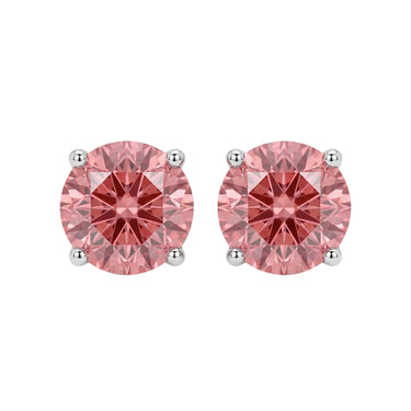 Pink Round Cut Diamond Stud Earrings