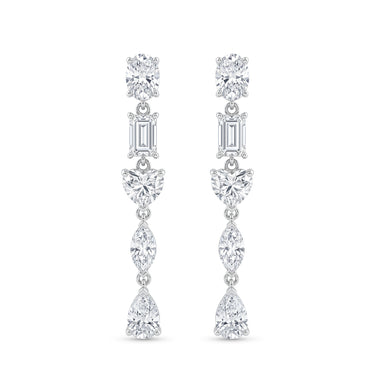 3CTW Mixed Cut Diamond Linear Drop Earrings