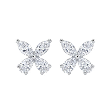 Marquise and Pear Cut Diamond Butterfly Stud Earrings