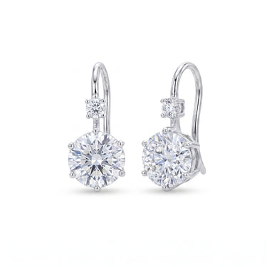 Round Brilliant Diamond Leverback Earrings