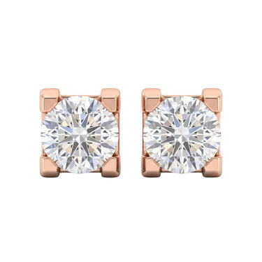 Round Solitaire Ox-Head Diamond Stud Earrings