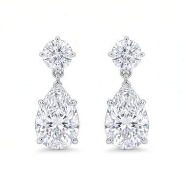 Round & Pear Diamond Drop Earrings